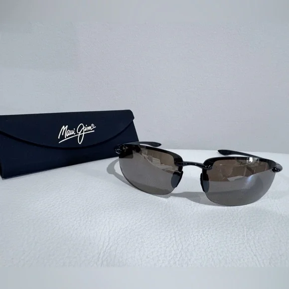 Maui Jim Ho'okipa 407 02 64 Men's Gloss Polarized Sunglasses - Black/Bronze - Picture 5 of 14